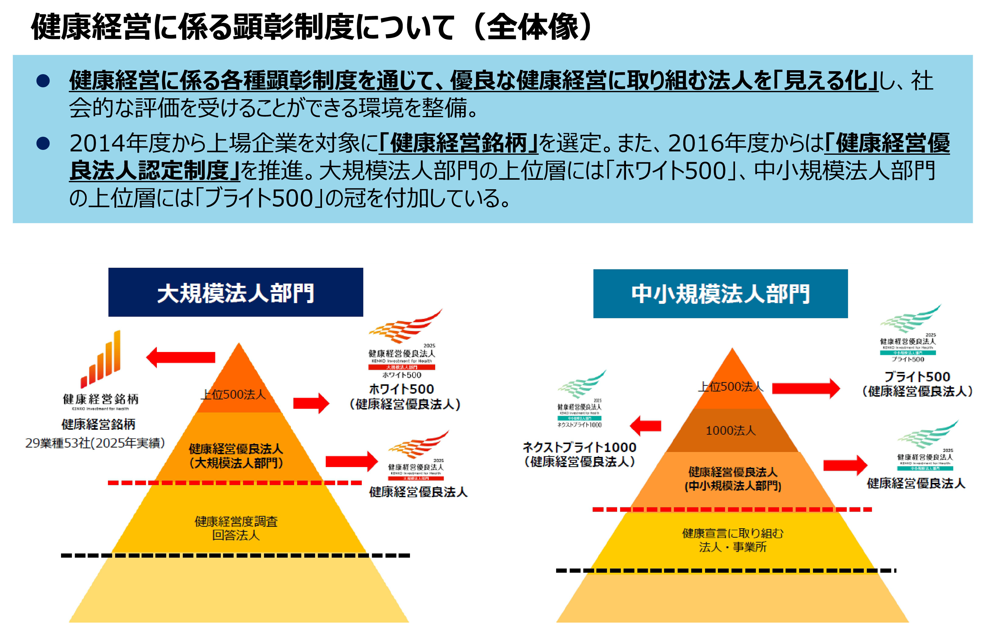 健康経営に係る顕彰制度について（全体像）